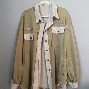 Men's Beige Jacket with White Accents